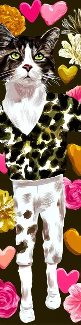 Cat bookmarks design of a cat in white pants and a stylish outfit